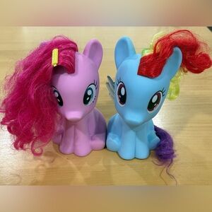 My Little Pony Pinkie Pie & Rainbow Dash 9" Sitting Figures Brushable Hair.
